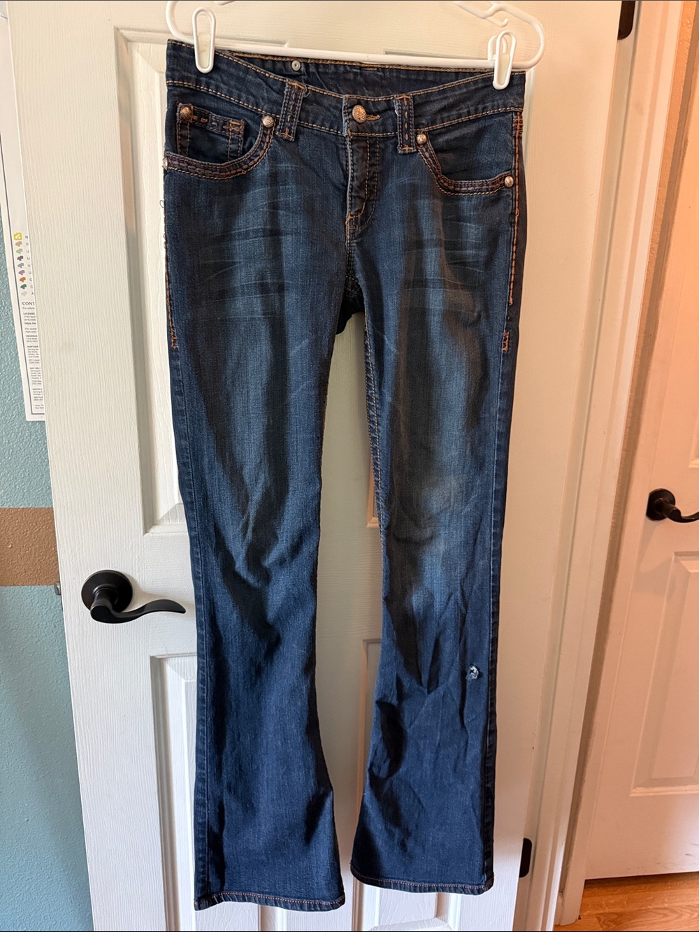 Cruel Girl Dark Blue Bootcut Jeans with Faded Detail